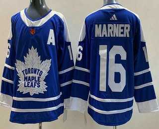 Men%27s Toronto Maple Leafs #16 Mitch Marner Blue 2022 Reverse Retro Authentic Jersey->toronto maple leafs->NHL Jersey